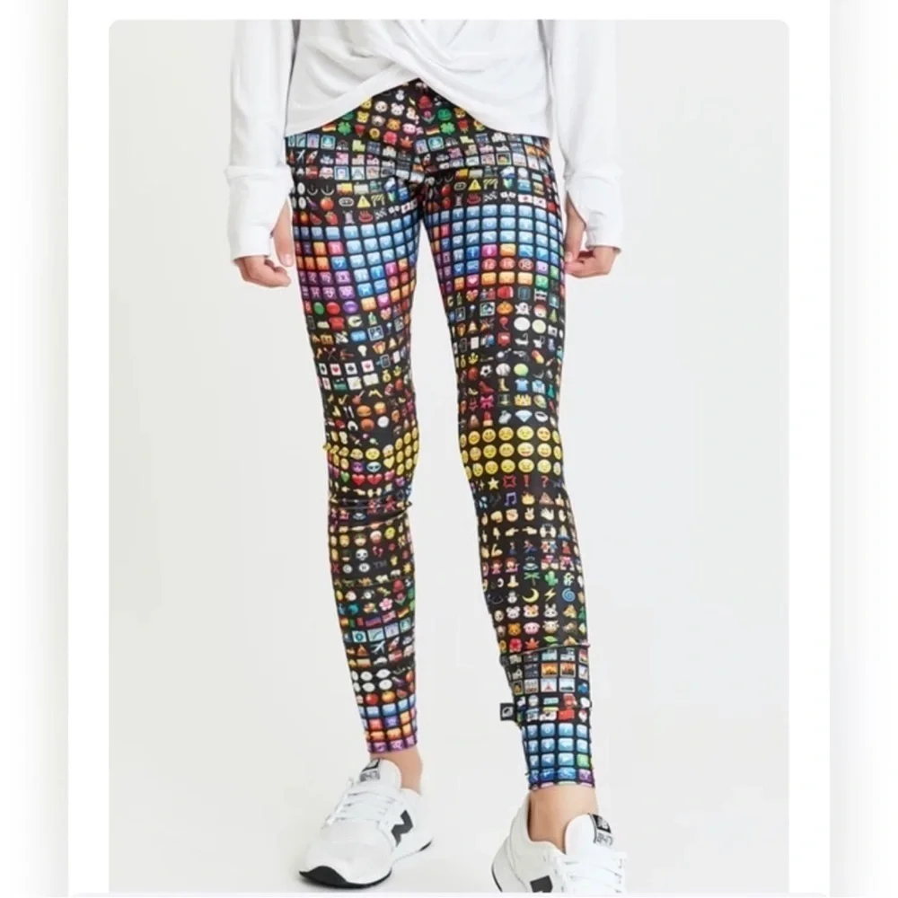 NWT Terez Emoji Print Leggings | Girls’ Medium | Soft Stretchy Athleisure